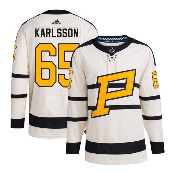 Men's Pittsburgh Penguins #65 Erik Karlsson Cream 2023 Winter Classic Stitched Jersey Dzhi